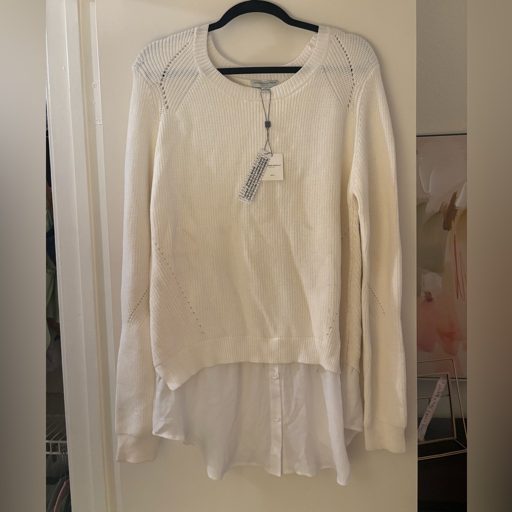 NWT Ivory Knit sweater + blouse Combo - Picture 3 of 10